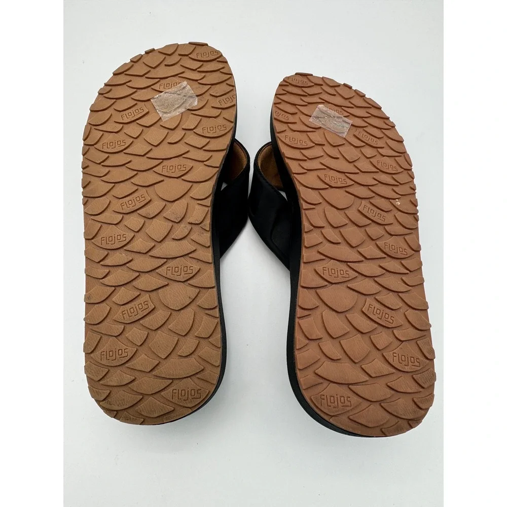 Flojos‎ Mens Flip Flops Size 9 Black Comfort Sandals Casual Beach Thong
